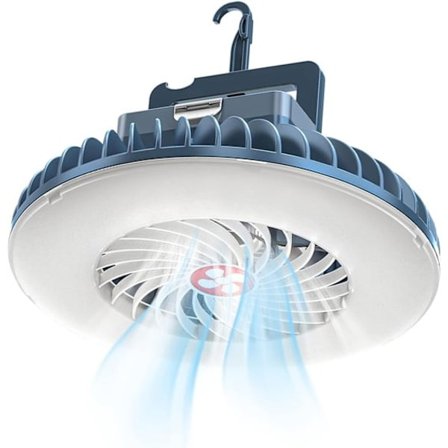 LED Campinglampe - Med Ventilator - USB Genopladelig - Campingventilator med Lys