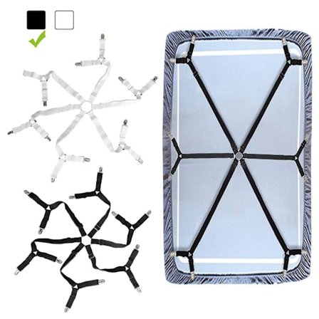 2-pak Heavy Duty Trekant Sengestrop Klips, Justerbare Elastiske Remme, Gripper Fastgørere