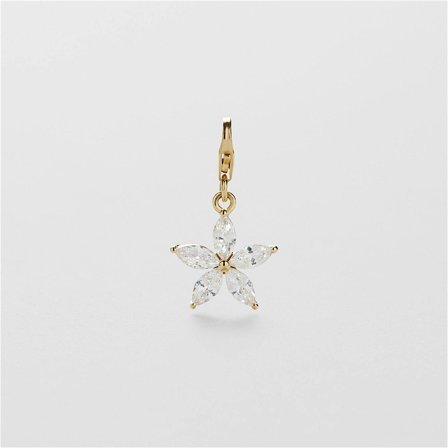 Bling Flower Charm - 24K GULDPLÄTERAT STERLING SILVER - Safira