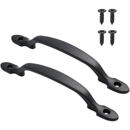 2 stk. Støbejernslågerhåndtag 6,25" Rustikke lågerhåndtag til døre, porte, hegn, garage, skab, udendørs og indendørs - Sort