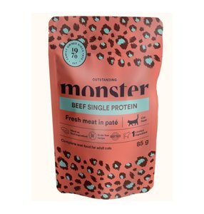 Monster Adult Cat Pouches, Beef, 8x85g
