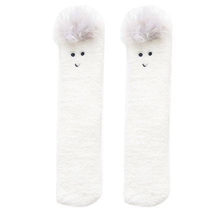 Strumpor Vita Cartoon Alpaca Damstrumpor Vinter Korallfleece Strumpor Tjockare Varma Sova Golvstrumpor Vita Strumpor