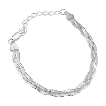 1 stk sterling sølv flettet armbånd slangebein kjede elegant