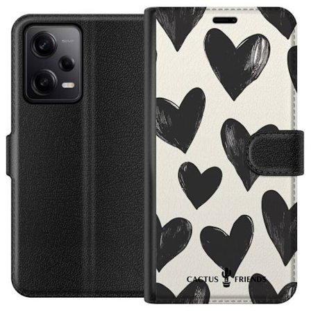 Kompatibel Tegnebogsetui til Xiaomi Xiaomi Redmi Note 12 Pro Cactus and Friends - Bold Black Love Pattern
