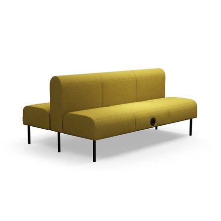 Modulsofa VARIETY, 3-seter, dobbel, med USB-uttak, stoff Blues CSII, gull