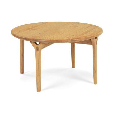 Roots Couchtisch, Ø80cm, Natur Eiche, Rund, Skandinavisches Design, Massivholz geölt, Wohnzimmertisch mit eleganten Holzbeinen, Zeitlos.