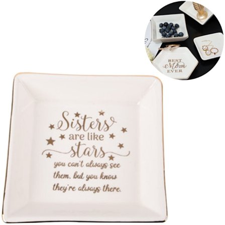 Dekorativt keramisk pyntefad, gaver til mor, firkantet plade med guldkant til mors fødselsdag, mors dag