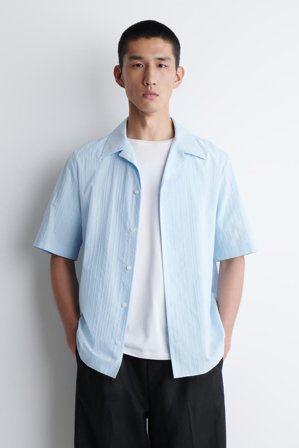 COS Men's Camp-Collar Shirt in Blue