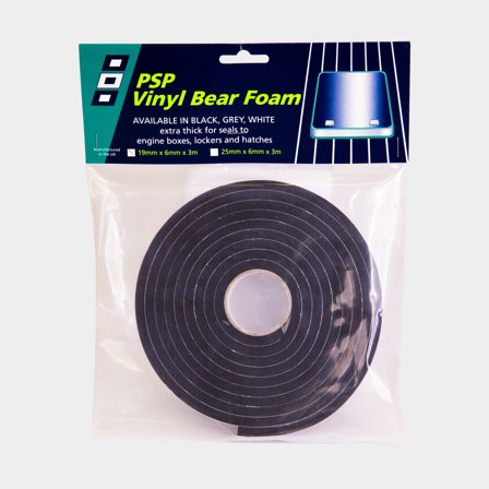 Zelfklevende gummilijst PSP Vinyl Bear Foam Tape, 19 mm x 3 meter, 6 mm dik, zwart