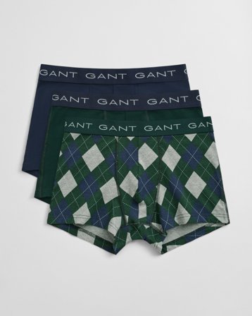 GANT Herren 3er-Pack Argyle Boxershorts mit Print (L) Grün