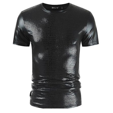 Herr Rundhals Glittrig Kortärmad Glänsande 70-tals 80-tals Disco Party T-shirt Topp A