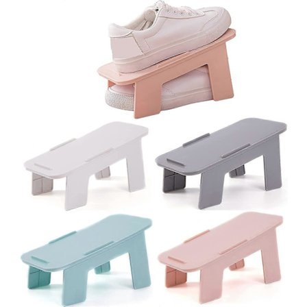 Sko Hylde Organizer 4-pak, Dobbelt Lag Stabelbar Sko 50% Pladsbesparende Opbevaring Sko Stativ