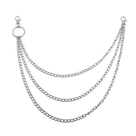 1/2/3 lagdelt lang metalbæltekæde Rock Punk Hook bukser A3