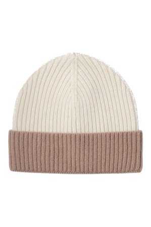 Beanie Merino Wool Taupe/Offwhite