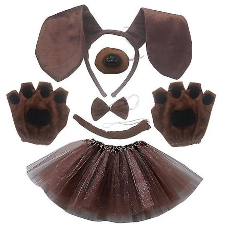 Hvalpe Hundekostume Sæt Hundører Hårbånd Sløjfe Næse Hale Dyrekostume