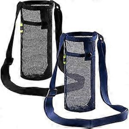 Flaskhållare 2-pack, nätflaskhållare med justerbar axelrem, drickflaska att hänga runt halsen, utomhus bärbar {Db}