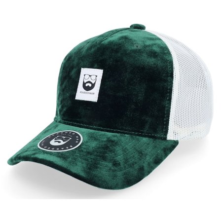 Bearded Man - Grön trucker Keps - Bm Logo Wh Woven Velvet Green/Ivory A-frame Trucker @ Hatstore