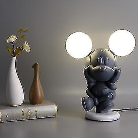 Cartoon Mouse Table Lamp Designer Living Room Children's Princess Room Bedside Lamp (gray)