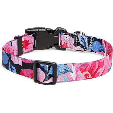 Hundekrave, Mode Mønster Med Hurtig Udløsnings Spænde, Klassisk Justerbar Nylon Krave Til Små, Mellemstore Og Store Hunde (M, Pink Blomst)