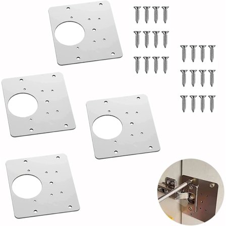 Skapdørhengsel Reparasjonsplate, Hengsel Reparasjonsfesteplate, Installasjonsplate, Brukes for Dørskap, Skap, Garderober (4 Stykker)