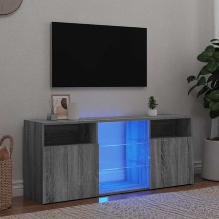 vidaXL TV-bänk med LED-belysning grå sonama 120x30x50 cm