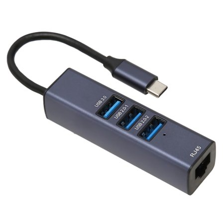 4-in-1 USB-C-keskitin RJ45 Gigabit Ethernet -portti 3 USB-porttia USB-C-Ethernet-sovitin tallennusreiällä kannettaville tietokoneille ja tableteille
