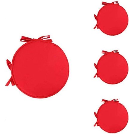 Rund sædehyndesæt, runde stolehynder, velegnet til spisestuestole, med snøre, 38 cm (lyserød).