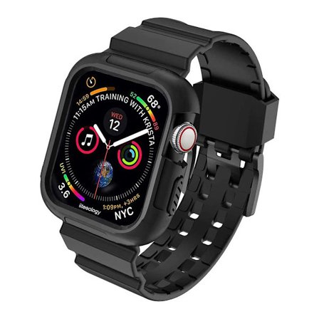 Robust støtfangerbånd kompatibel med Apple Watch Band 45mm Vanntett myk silikon erstatningsrem Tilbehør for iWatch Series 7