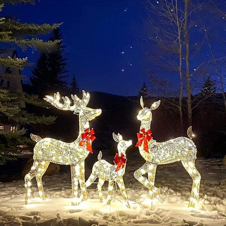 Lystede Julehjort Utemøbler, Julehjortdekorasjoner Med Led-lys, Kunstig Forhåndsopplyste Juleferiedekor For Foran Y