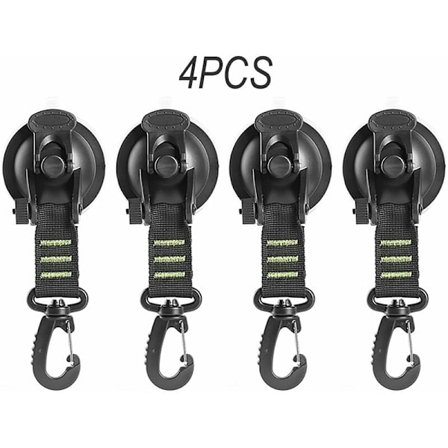Sug kop, 4 stk. sugekopspænder, kraftig karabinhagekrog holder til udendørs vandreture, camping, klatring