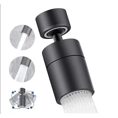 Hane Lufter, 360° drejelig dyse Køkkenhane (Sort), 2 tilstande Vandbesparende Hane Lufter, Spray Lufter Filter Køkkenhane Badeværelse Ha...
