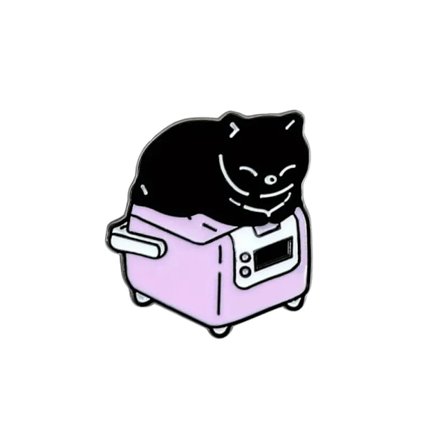 Brosch - Pin - Katt på riskokare - Svart