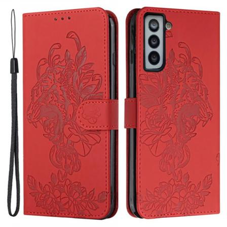Tiger Flower Plånboksfodral Till Galaxy S21 - Röd Röd