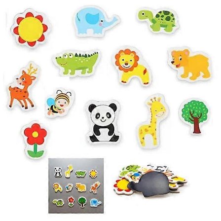 12 kylskåpsmagneter djur & natur motiv flerfärgad