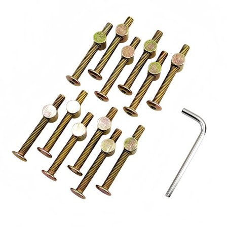 Pinnasängyn ruuvit, sängynrungon mutterit ja pultit, pinnasängyn osat, kerrossängyn ruuvit, valikoima 12 M6x50mm huonekalupulttia Dream on Me, Delta, 