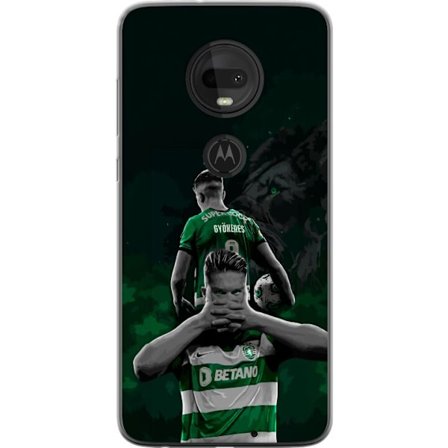 Yhteensopiva Puhelinkuori Motorola Moto G7 Neonmotiivi, jossa teksti "Gaming is in my DNA" sinisenä ja punaisena tiiliseinällä, jossa loistava DNA-sp