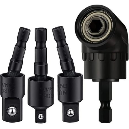 Rektangulär Borradapter 4-i-1 Stötdrillsförlängning 360° Roterbar 1/4 3/8 1/2 Tum Stötdrillsadapter 105 Graders Vinkelborr Använd Verkstad