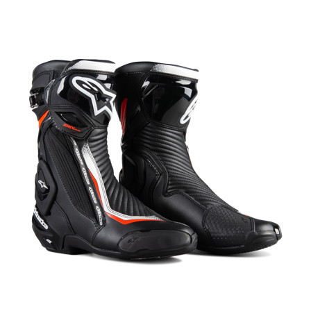 Motorradstiefel Alpinestars SMX Plus V2 Schwarz/Weiß/Rot Fluo 36