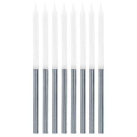 Smala Tårtljus Silver/Vit