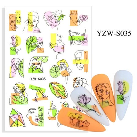 Nye 21 Stilarter Forskellige Mønstre Negleklistermærker Simpelt Ansigtsdesign Blomsterblad Geometrisk Manicure Slider Vand Dekorativt Klistermærke