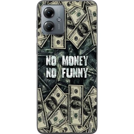 Kompatibelt Genomskinligt Skal till Motorola Moto G14 Dollarbuntar i collage med textbudskap mörk kraftfull design som symboliserar ekonomi attityd o