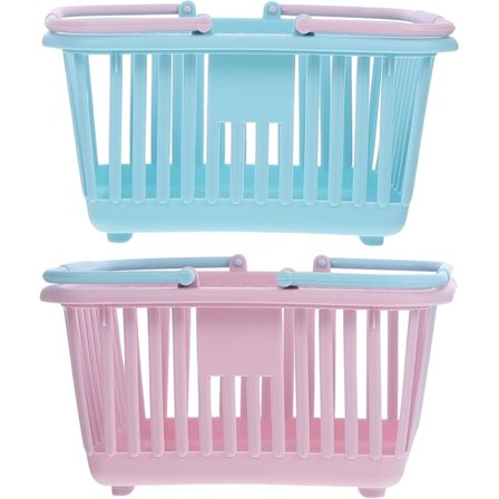 2 stk. Mini leketøy handlekurv for barn, handlekurv for dagligvarer med håndtak, påskeeggkurver, kjøkken late som lek, liten oppbevaringskurv leketøy 