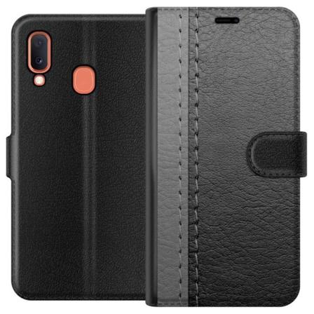 Samsung Galaxy A20e Plånboksfodral Black & Grey Leather