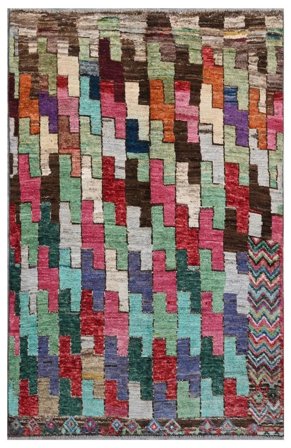 Anudada A Mano Berber Colourful Alfombra 117X185 De Lana Rojo Oscuro/Negro Pequeño