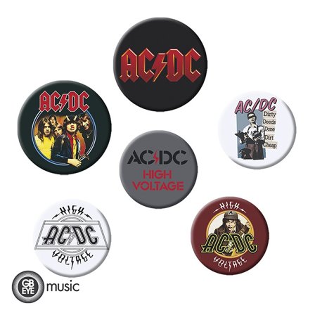 AC/DC Badge Knappar 6-Pack