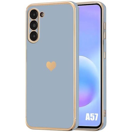 Silikone Cover - BOOLING - til Samsung Galaxy A57 5G - Ultra Slim Anti-Ridser Hjerte Mønster - Blå