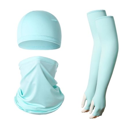 Sommer Anti-UV Åndbar Is Silke Solbeskyttende Cykling Arm Sleeves+Liner Cap+Hals Gaiter Sæt [db]