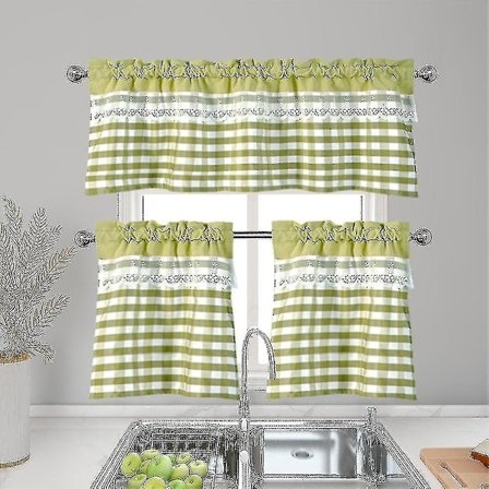 Køkken Gardiner Dekoration Vindue Gardin Luksus Cafe Valance Topper Gardiner (130cmx41cm, Gul Grøn)