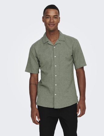ONLY & SONS Onscaiden Life Ss Solid Resort Linennoos - Green - M