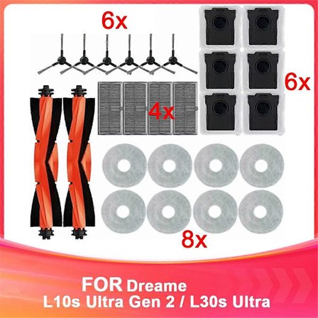 Tillbehör för L10s Ultra Gen 2 / L30s Ultra Robotdammsugare Reservdelar Huvudborste Moppdukar Filter